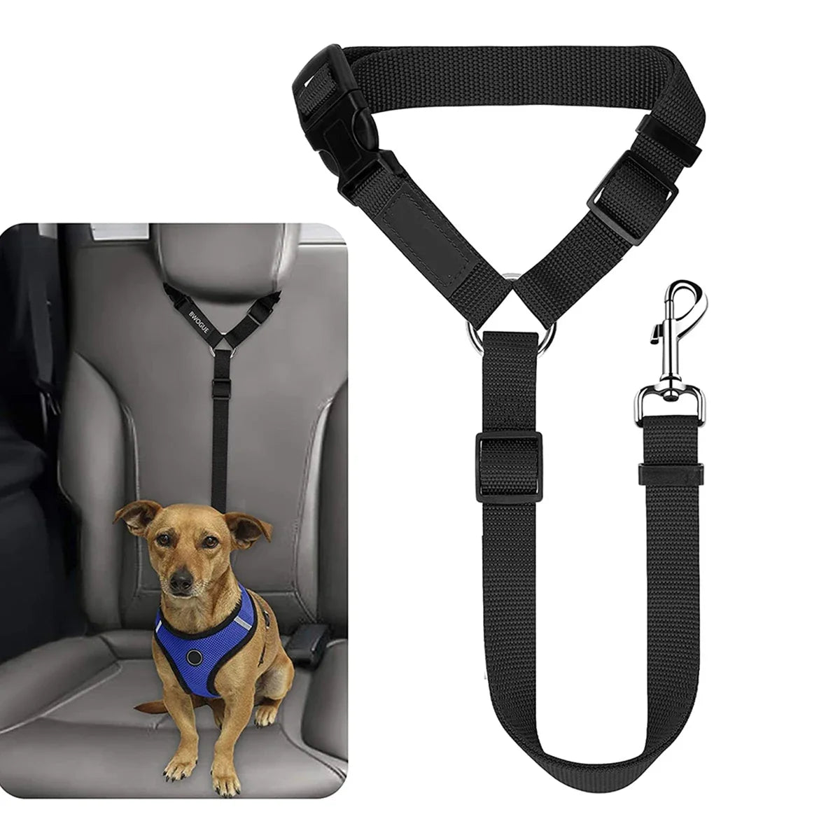 Ceinture de sécurité voiture pour chien – Attache appui-tête réglable, laisse de retenue