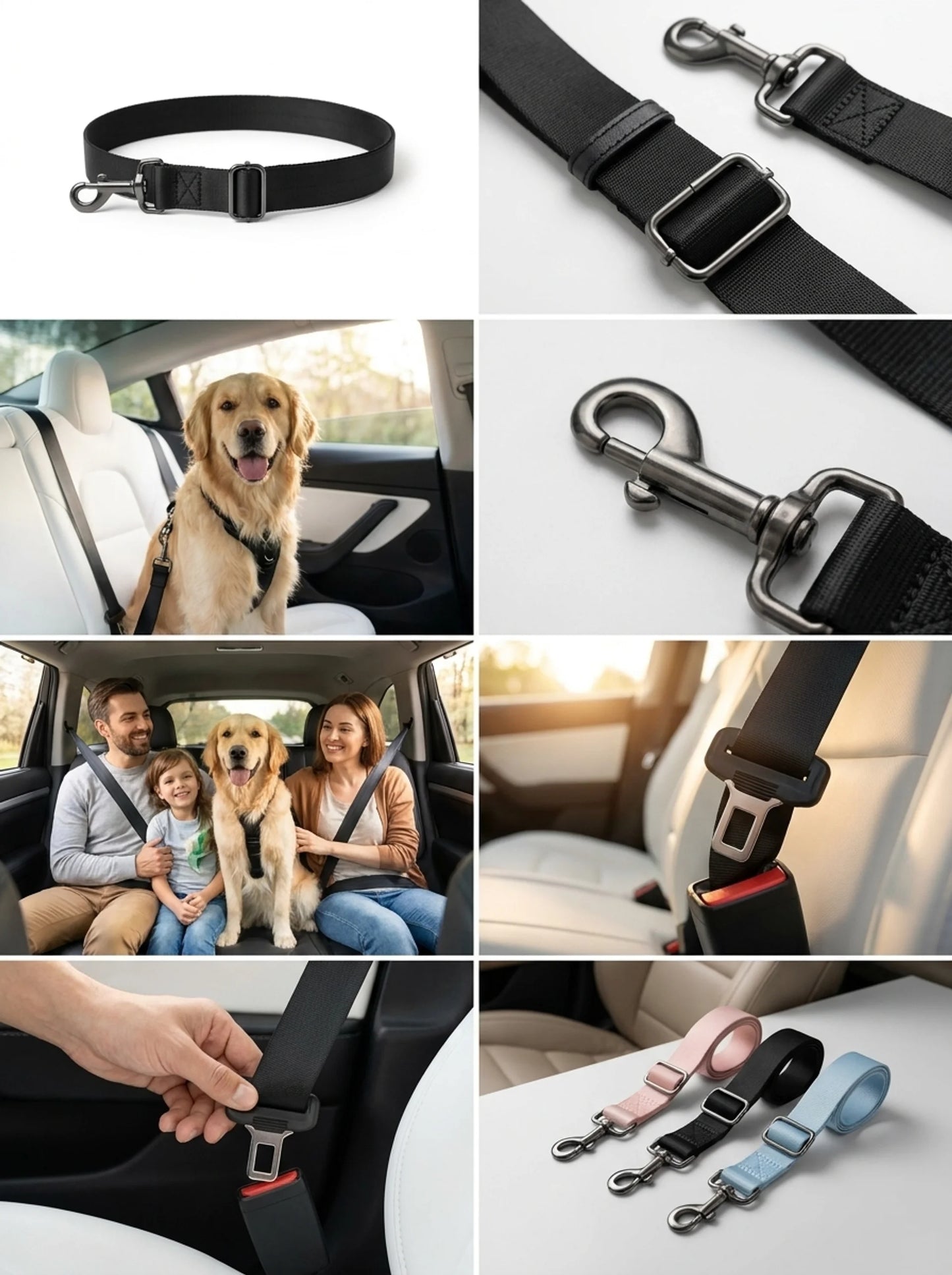 Ceinture de Sécurité Voiture pour Chien & Chat – Clip Universel Réglable | ZooFamily
