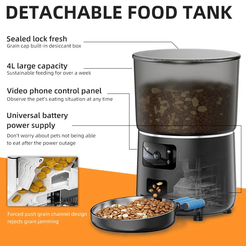 Distributeur Automatique de Croquettes 4L – Programmable & Anti-Gaspillage, Chat & Chien | ZooFamily