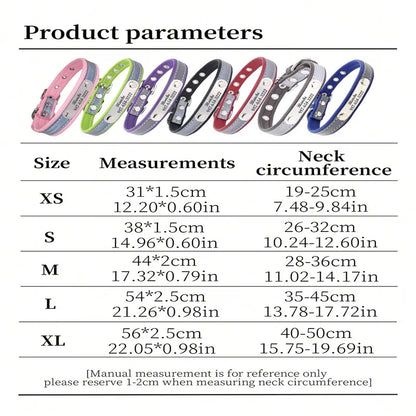 Collier pour chien personnalisé avec nom & numéro – Cuir PU gravé, ajustable (XS à XL)