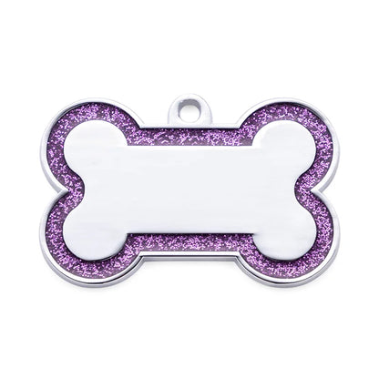 Médaillon d’identification pailleté pour chien & chat – Personnalisé nom + numéro (double face)