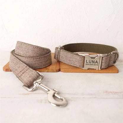 Collier Personnalisé Coton & Chanvre pour Chien – Gravé Nom + Numéro, Anti-Traction | ZooFamily