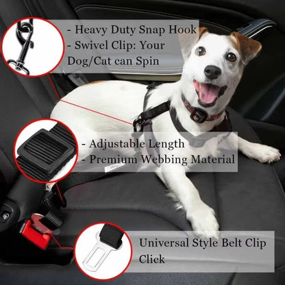 Ceinture de sécurité voiture pour chien & chat – Laisse de voiture réglable, clip universel