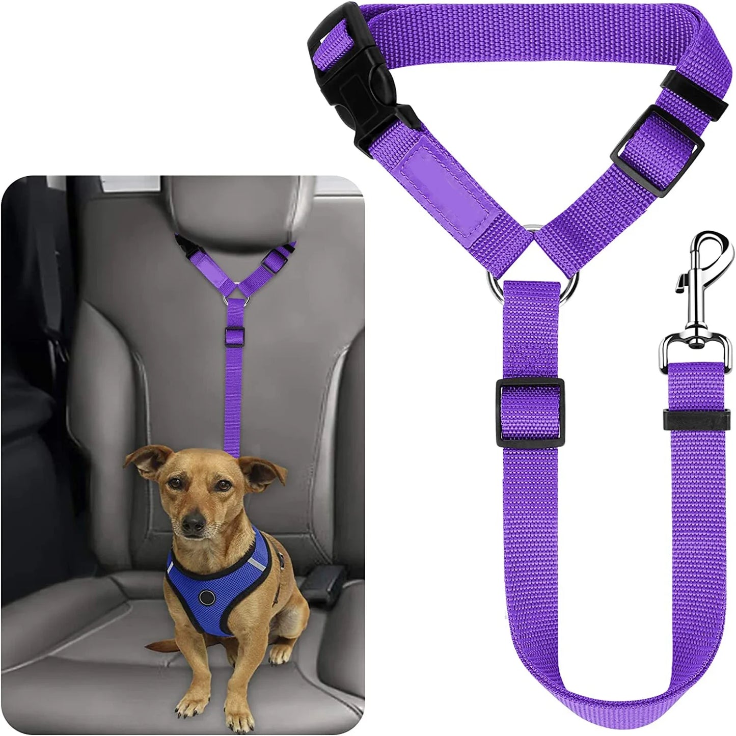 Ceinture de sécurité voiture pour chien – Attache appui-tête réglable, laisse de retenue