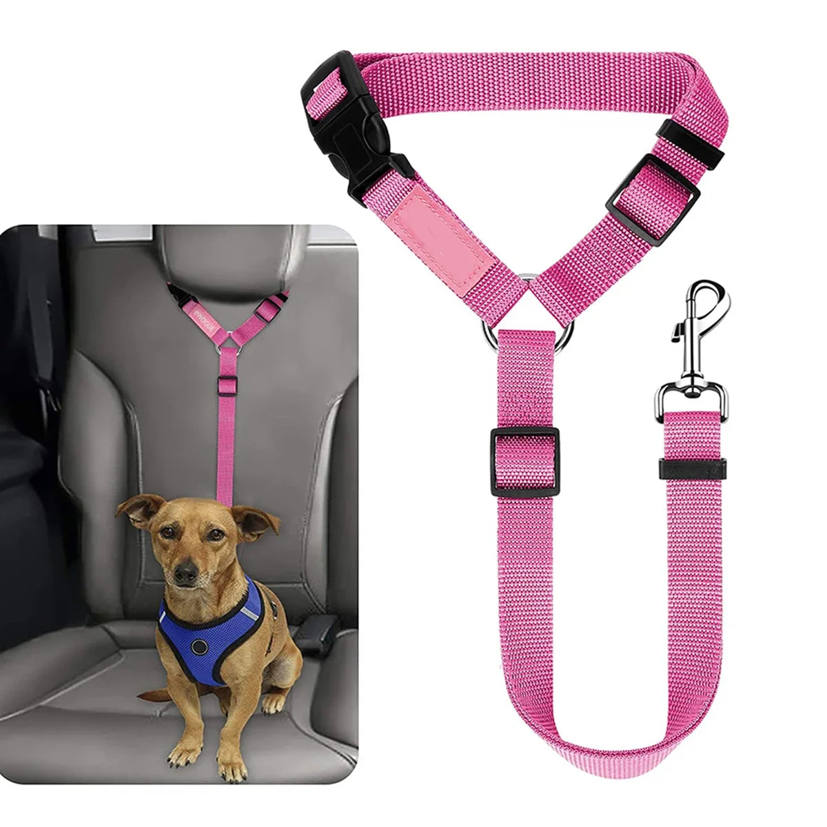 Ceinture de sécurité voiture pour chien – Attache appui-tête réglable, laisse de retenue