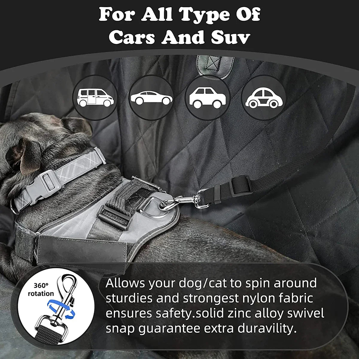 Ceinture de sécurité voiture pour chien – Attache appui-tête réglable, laisse de retenue