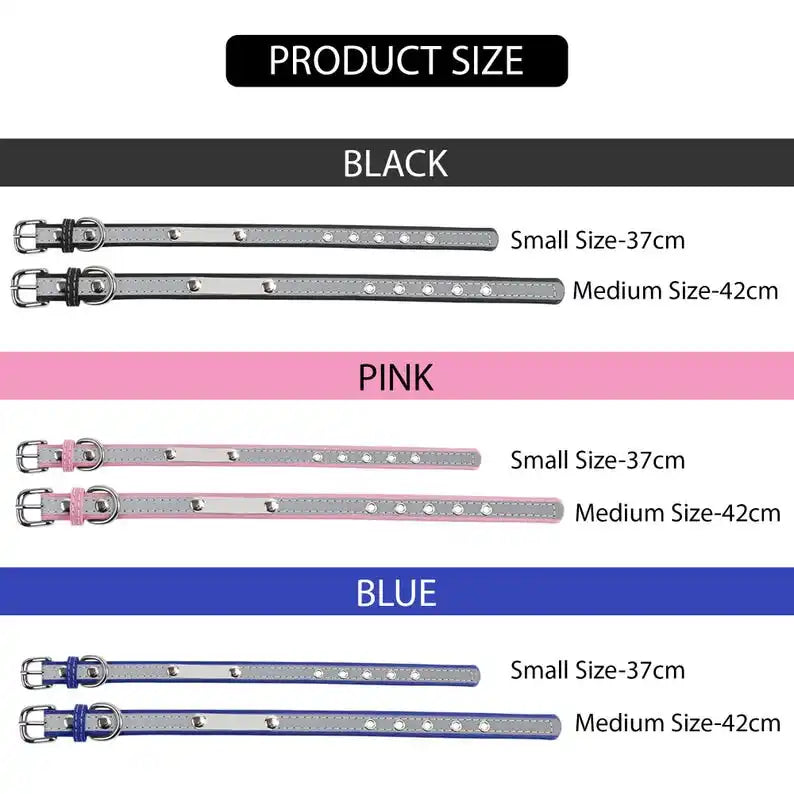 Collier pour chien personnalisé avec nom & numéro – Cuir PU gravé, ajustable (XS à XL)