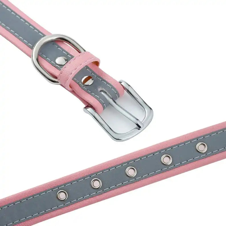 Collier pour chien personnalisé avec nom & numéro – Cuir PU gravé, ajustable (XS à XL)